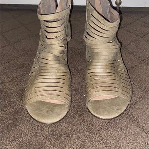 Olive green ankle heels